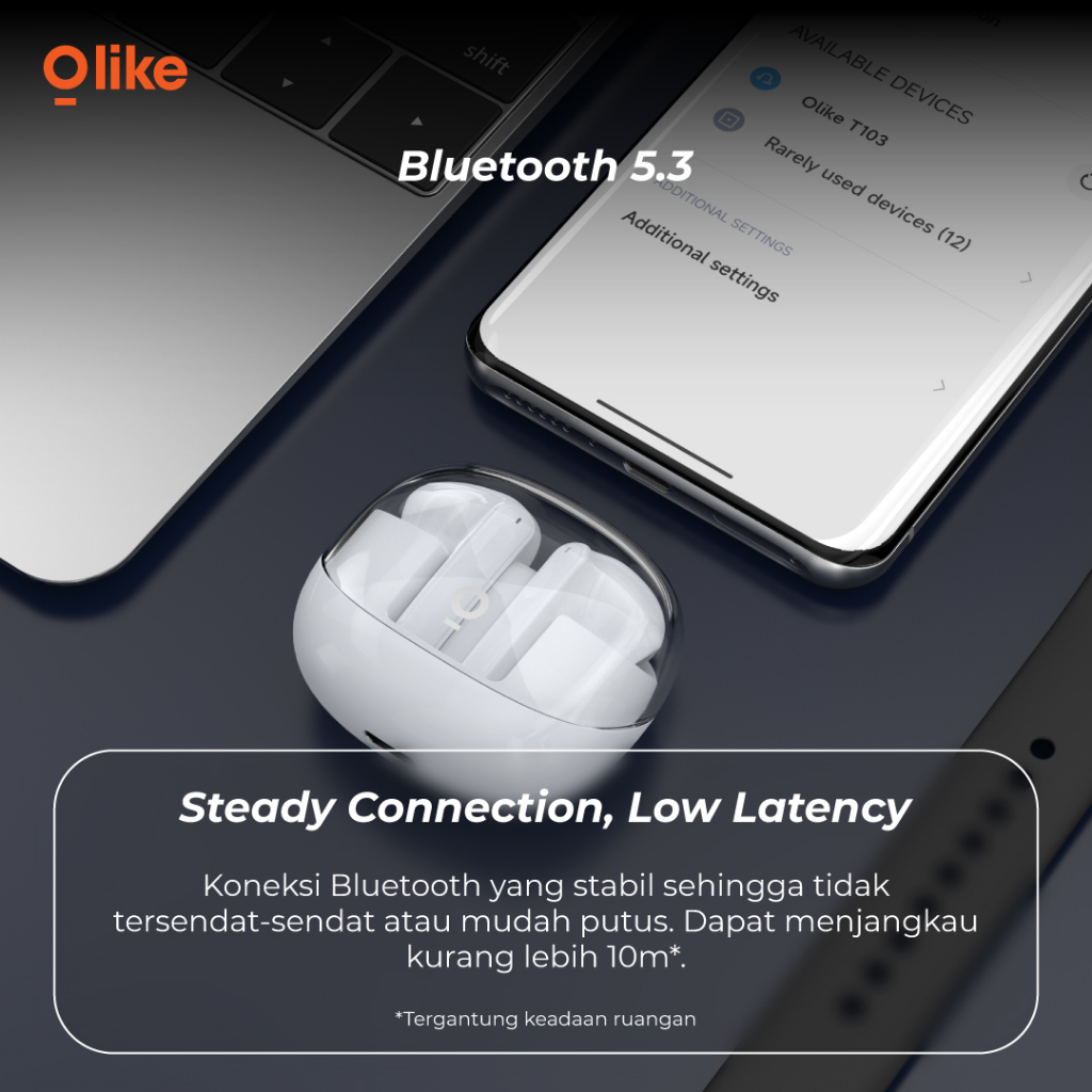 Olike T103 TWS  Wireless Bluetooth 5.3 Earphone Earbuds - Garansi Resmi