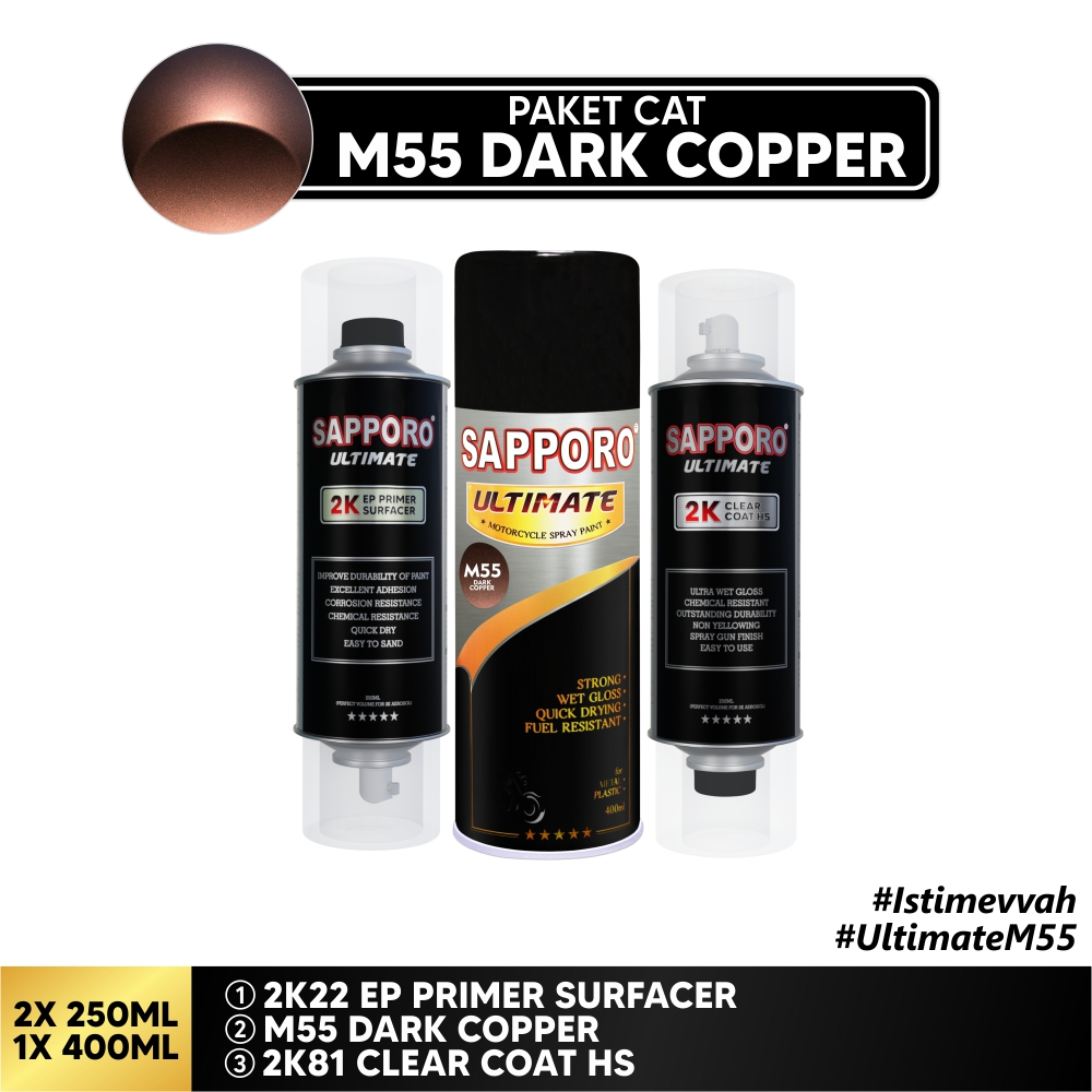 Paket Cat M55 Dark Copper / Sapporo Ultimate / Cat Spray Semprot Aerosol Terbaik