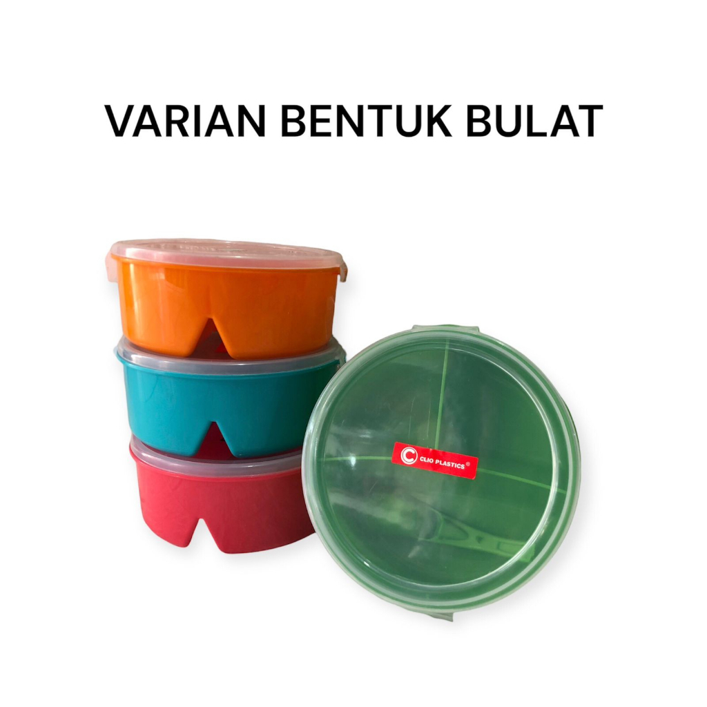 TEMPAT MAKAN / LUNCH BOX MODEL  3 SEKAT + SENDOK - VARIAN 3 BENTUK  - CLIO PLASTICS - FOOD GRADE