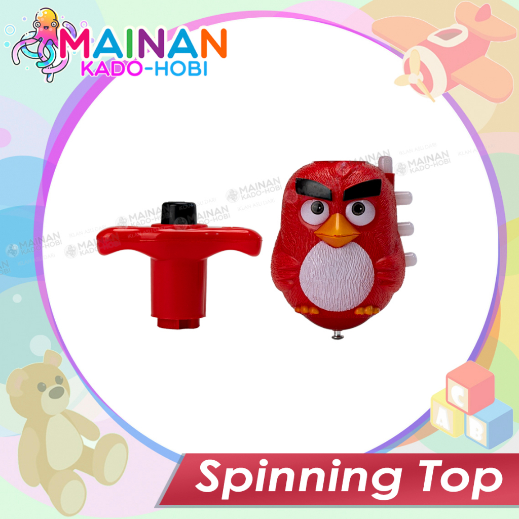 HADIAH MAINAN ANAK GASING SPINNING TOP LED MUSIK LASER GANGSING KARAKTER ANGRY BIRD