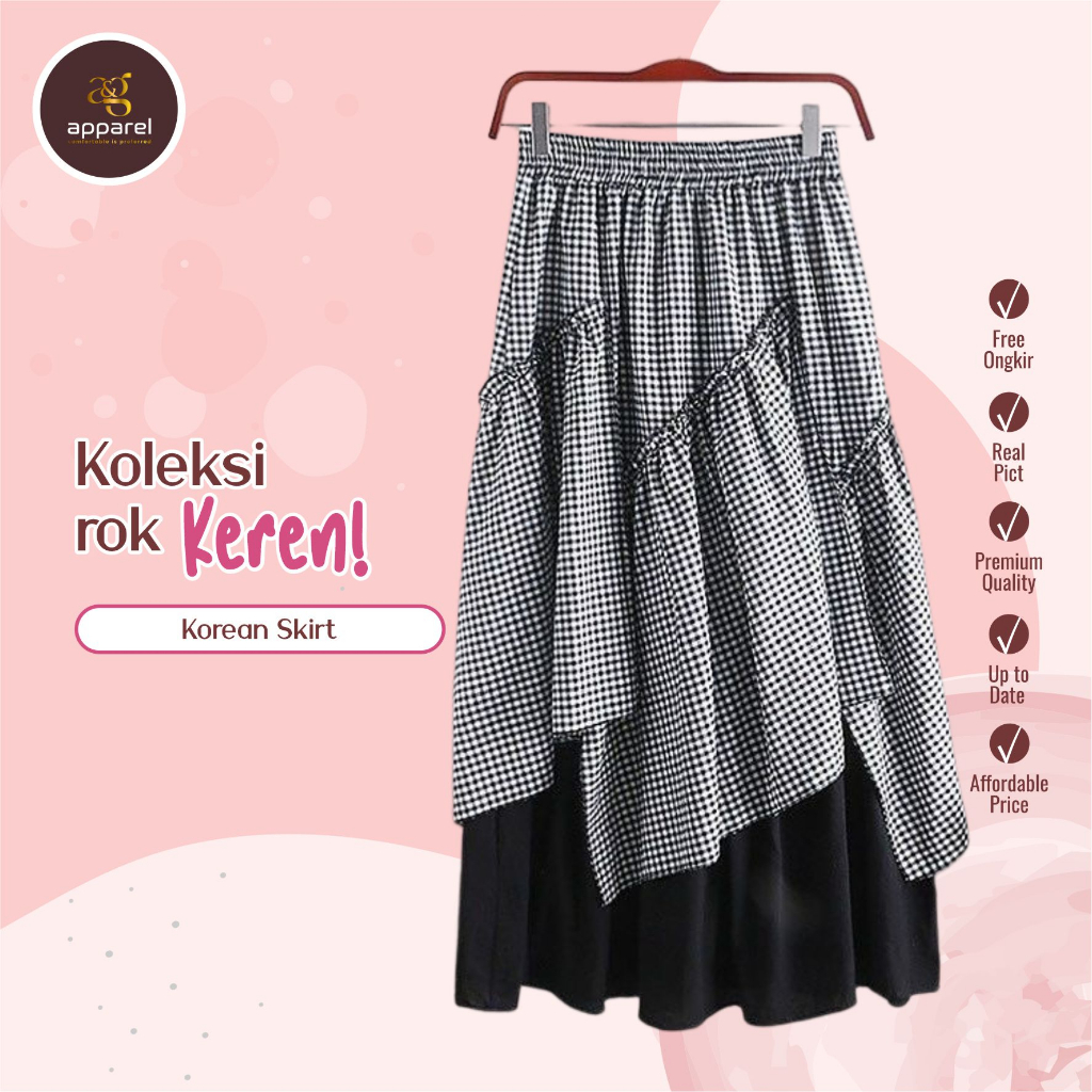 Korean Skirt/rok korean/rok vintage/rok kotak-kotak fashion korean style