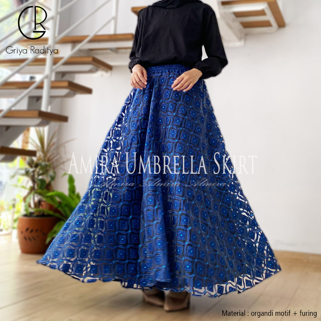 Rok Panjang Wanita Payung Lebar Amira Umbrella Skirt Rok Pesta Kondangan