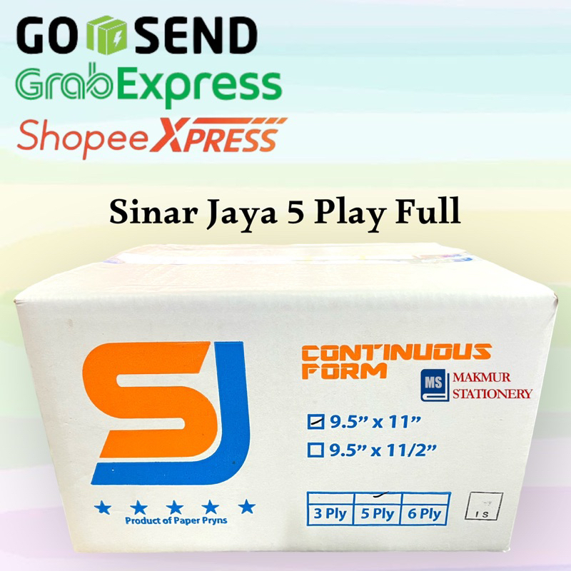 

Continous Form Sinar Jaya 9.5" x 11/2" 5 Play (Full)