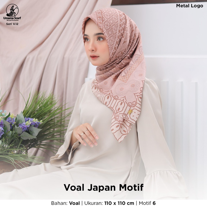 HIJAB SEGIEMPAT JAPAN VOAL MOTIF ICON METAL LOGO V.12