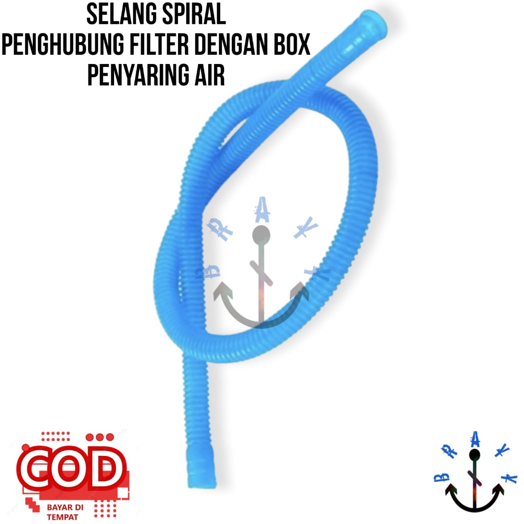 Selang Biru Spiral Filter Aquarium Sambungan Pompa Power Head ukuran 60-90 cm