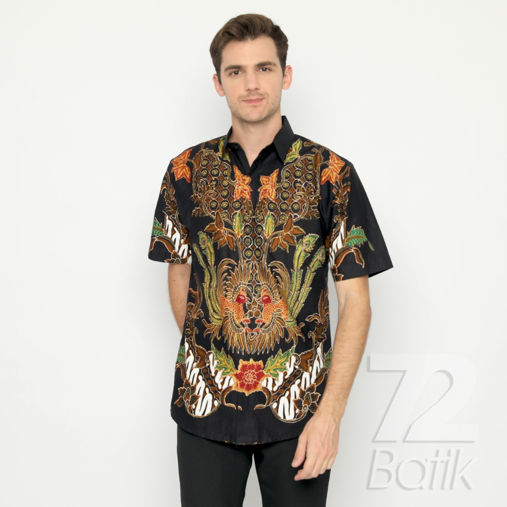 BATIK COUPLE MODERN Kemeja Rok Lilit Instan Batik Pria Lengan Pendek Premium Motif Casanova Hitam 722407 Cap 72 - Baju Kemeja Atasan Pakaian Batik Couple Cople Pria Cowok Laki Laki Remaja Keluarga Lengan Panjang Modern Slimfit Premium Kekinian