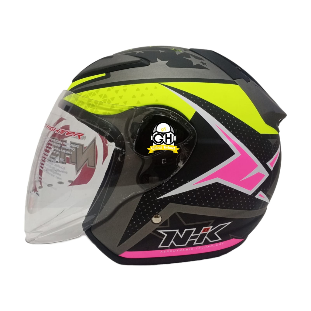 HELM NHK R6 STARLITE GREY YELLOW DOFF NHK R-6 MOTIF GREY YELLOW DOFF