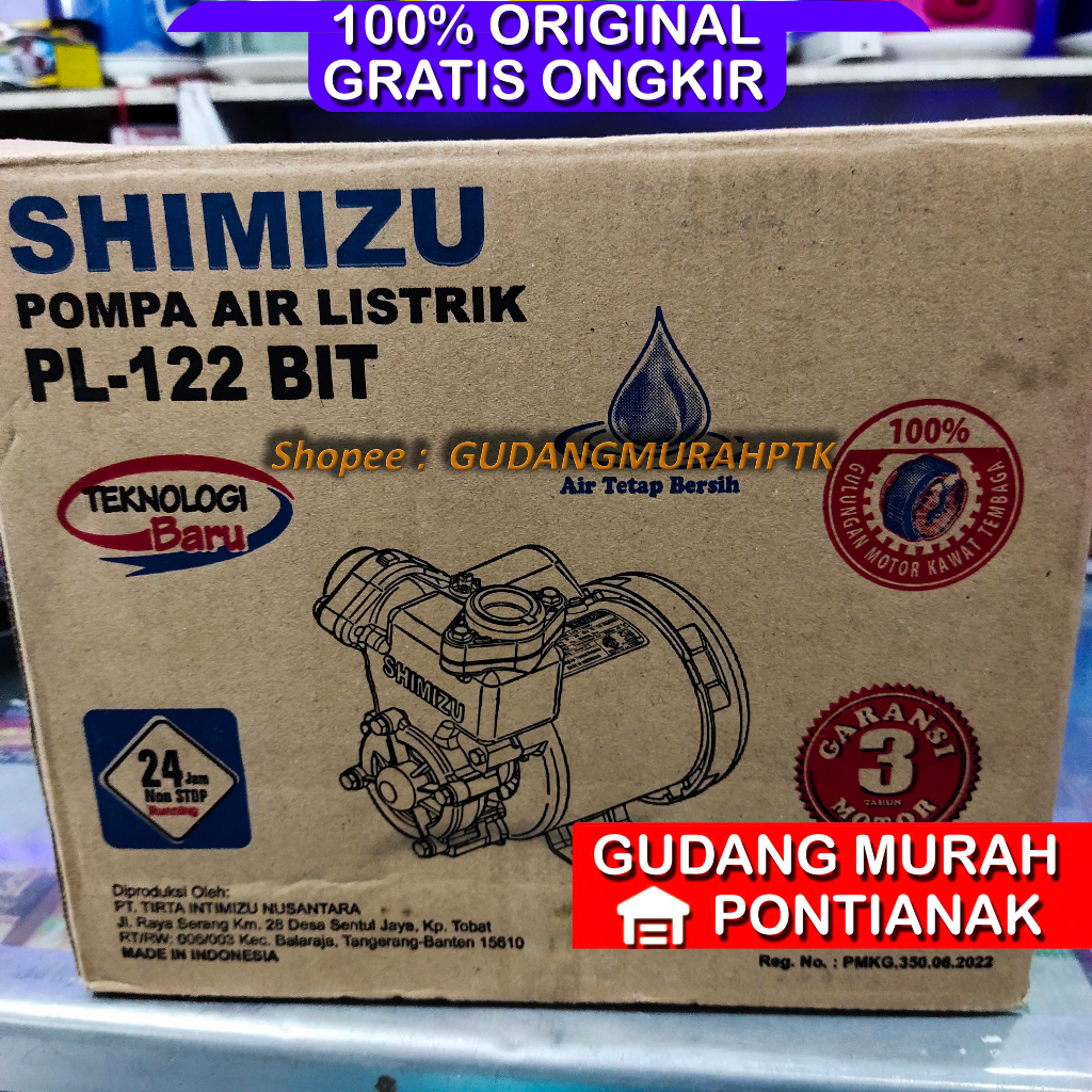 Pompa Air Shimizu 125 Watt 24 Jam Non stop KUAT AWET PS 122 125W PS122 125watt bit PS-122bit water pump