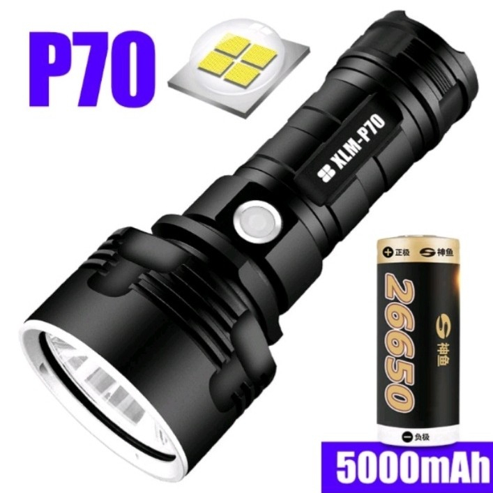 (Bisa COD) Paket Lengkap Senter LED High Power XLM P70 50W 1000 Lumens USB Rechargeable Waterproof