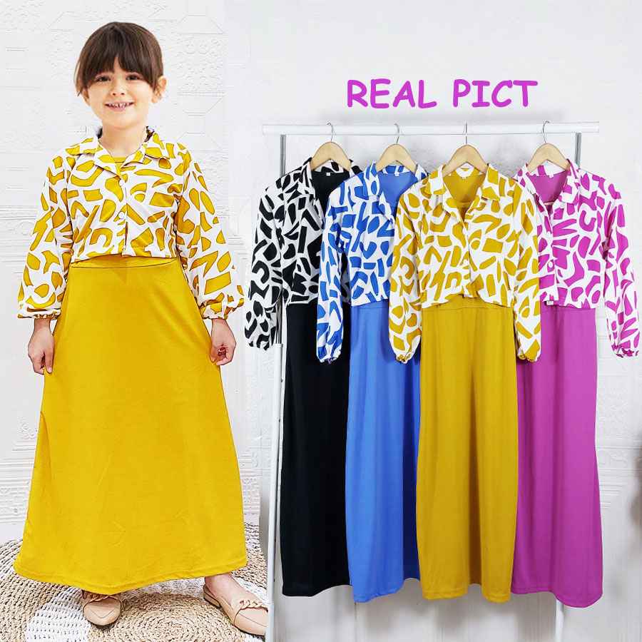 SET AGILAH BLAZER SET GAMIS RUFFLE KOMBINASI ROMPI ANAK PEREMPUAN 2-13tahun BY GL FASHION