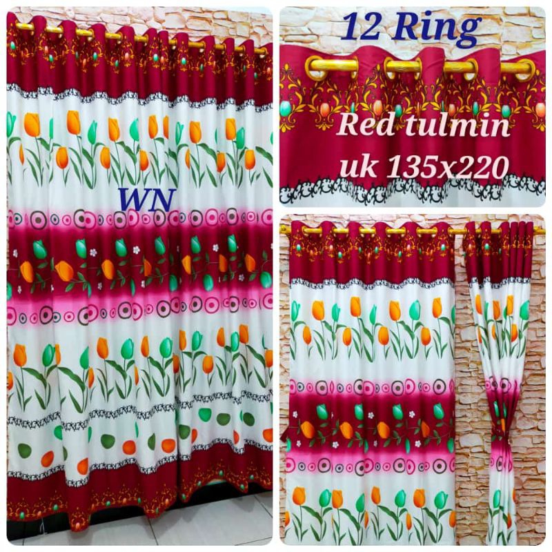 waty grosir Gorden Pintu Smokring besar 12 Ring  Perlengkapan Rumah uk 135x220