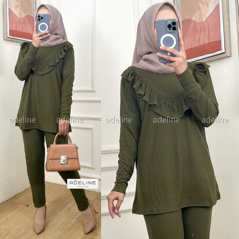 Rabita Set - SetCel Kaos Knit Rajut Terbaru Setelan Wanita / 528-7165
