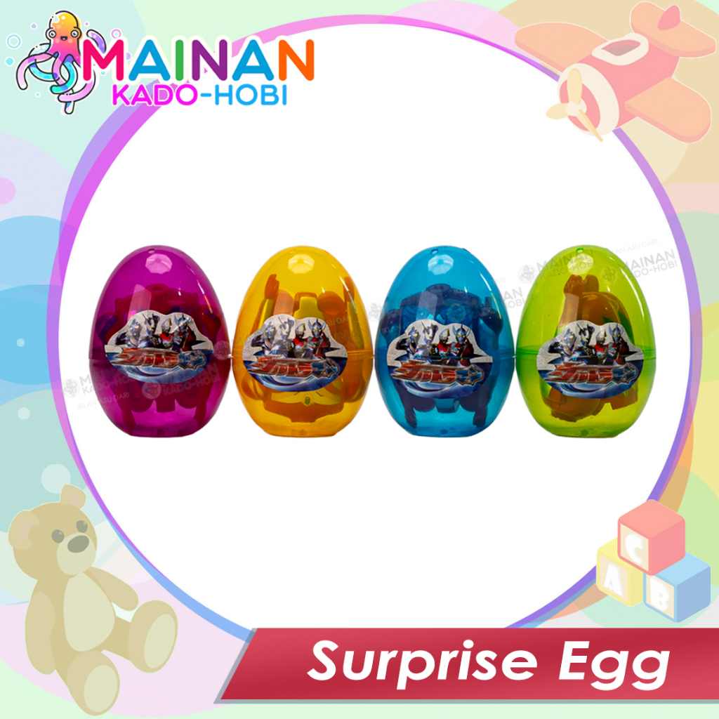 KOLEKSI MAINAN MOTORIK ANAK SURPRISE EGG TELUR KARAKTER SUPERHERO ULTRAMAN