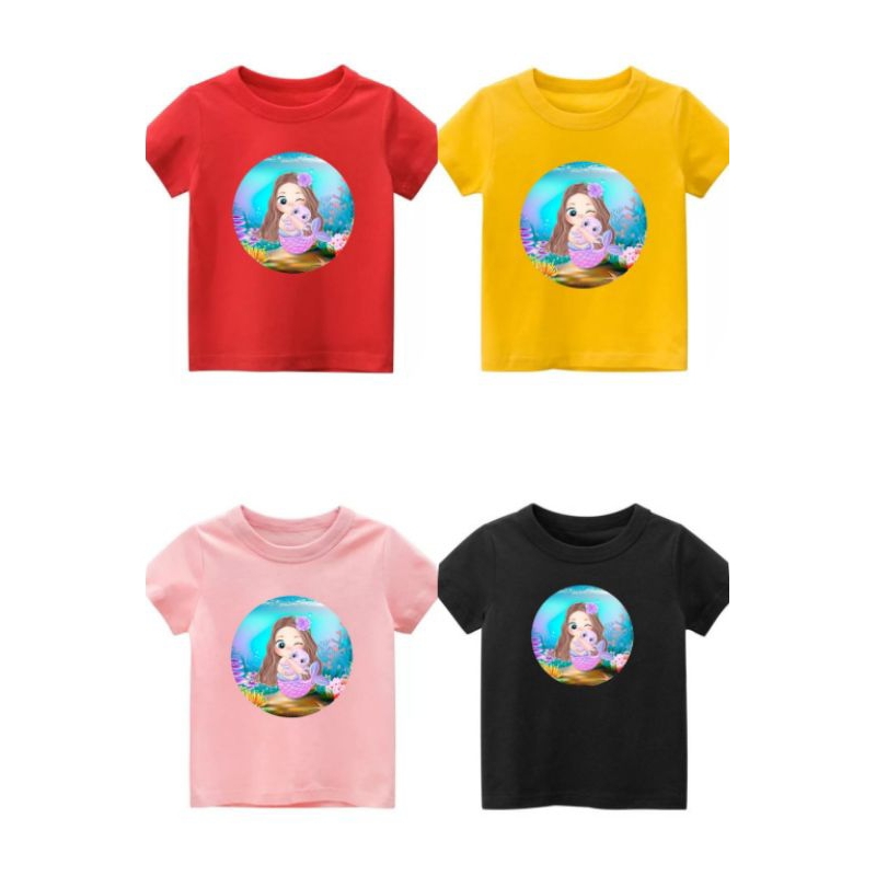 kaos anak perempuan motif putri duyung 3d