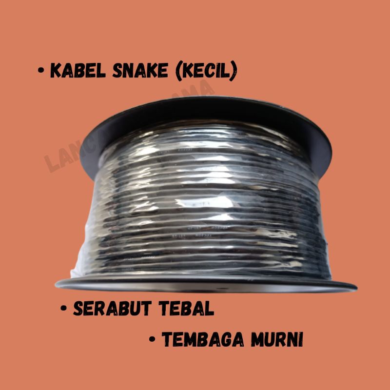 KABEL SEKEREM HITAM STEREO/KABEL SEKEREM SNAKE/TEMBAGA MURNI/TEBAL DAN BAGUS HARGA PER 5/10/20/25-100METER(METERAN/ECER)!!