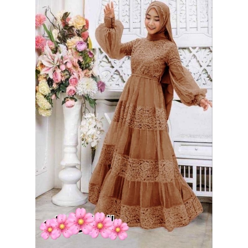 MX VEDRA KOMBINASI TILE / FASHION GAMIS WANITA TERLARIS / PAKAIAN MUSLIM TERBARU / GAUN PESTA