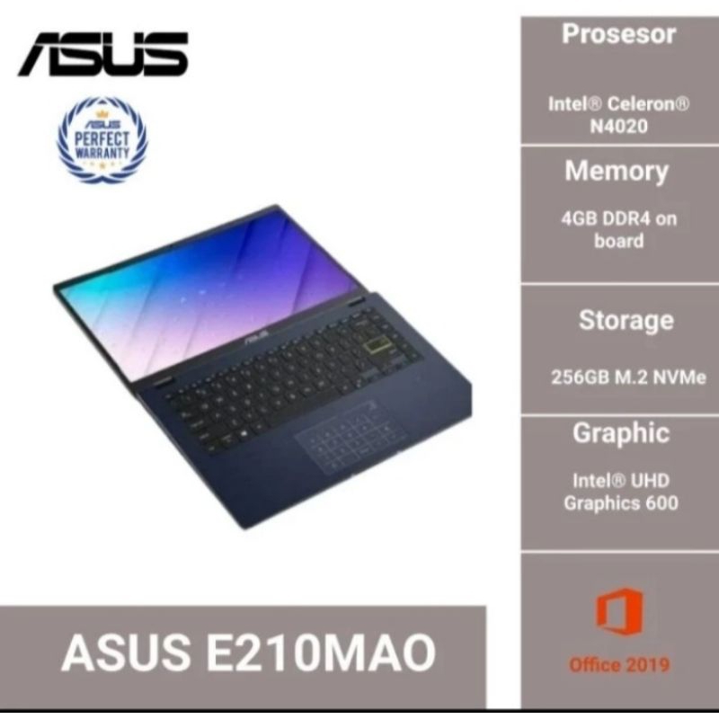 ASUS VIVOBOOK E210MAO Intel Celeron N4020 / 4gb / 256gb / 11.6" HD / W11+OHS