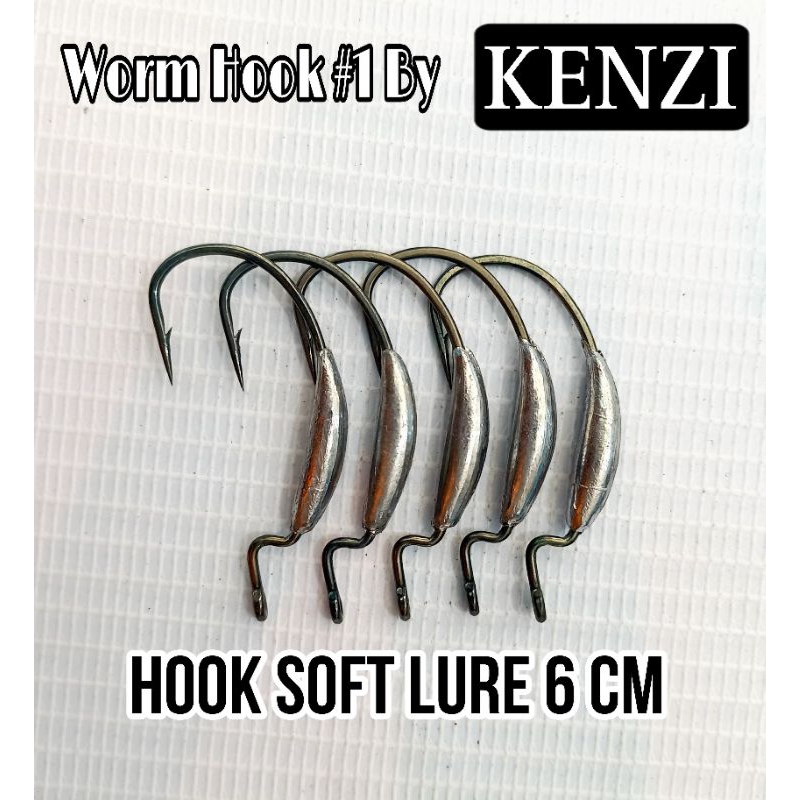 Worm Hook #1 kenzi satuan untuk soft lure 6 cm