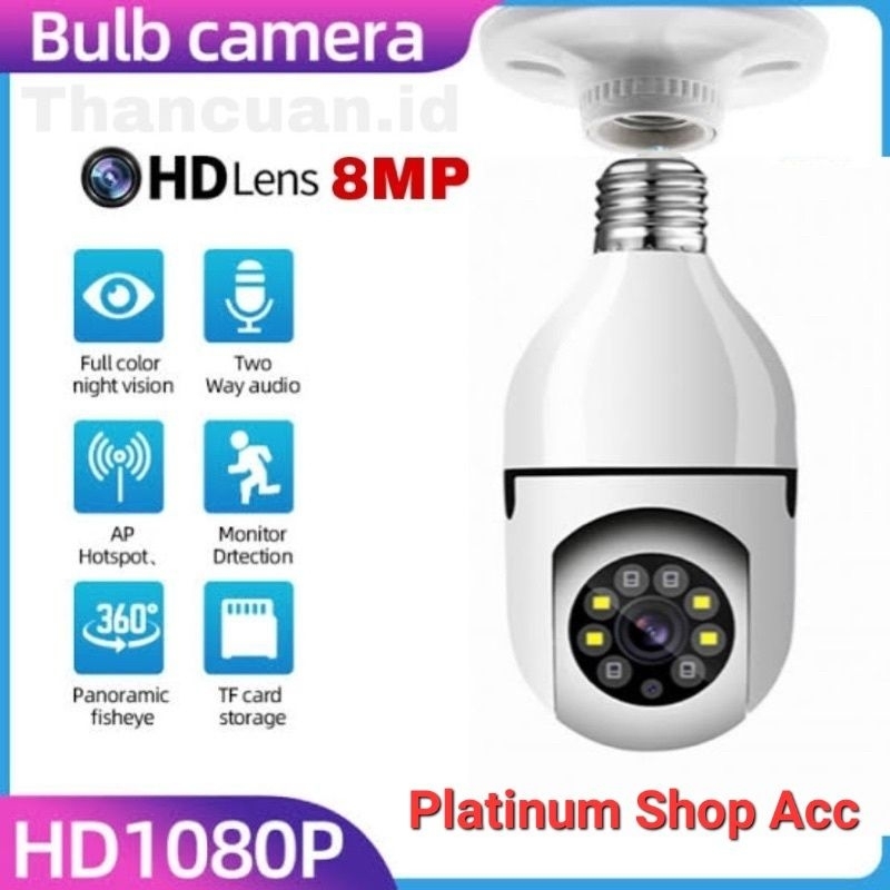 Ip Camera V380 Pro 8MP Full HD Cctv Lampu Ptz Smart Camera Wireless Kamera Bohlam Wifi