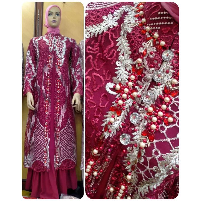 FASHION MUSLIM//NAJWA DRESS INNER + OUTER//SERAGAMAN KELUARAGA//BAJU PESTA LAMARAN//KEBAYA WISUDA//BAJU KONDANGAN//BAJU LEBARAN//BAHAN TILLE BORDIR PREMIUM MIX CERUTY BABYDOLL // By Bura