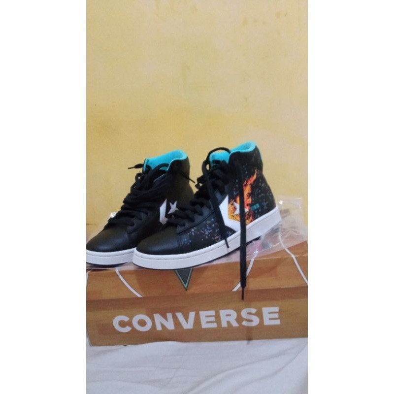converse pro leather high nba jam BLACK TART ORANGE white