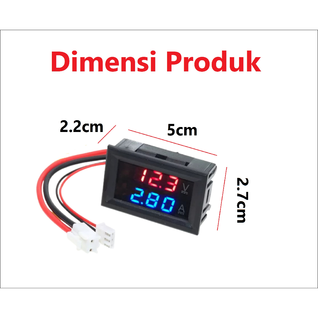 [HAEBOT] Voltmeter Ammeter Amperemeter Digital DC 100V 10A 0.28 inch Merah Biru Mini Tegangan Arus Pengukur Tester Volt Ampere Avometer 100 V 10 A Module Voltage Power 0 28 in LED 5 Kabel Elektronika Module Alat Ukur Listrik