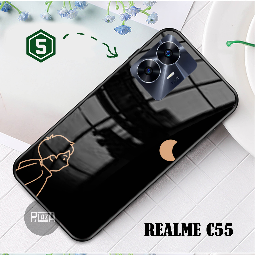 Softcase Glass Kaca COUPLE [K119] REALME C55 Terbaru Casing Handphone-Pelindung Handphone