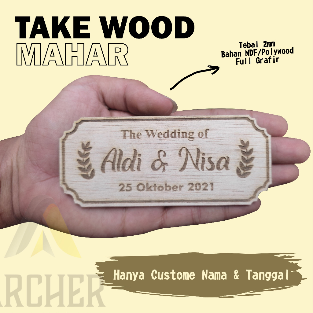 TAG WOOD POLYWOOD UNTUK ISIAN MAHAR / BOX SESERAHAN