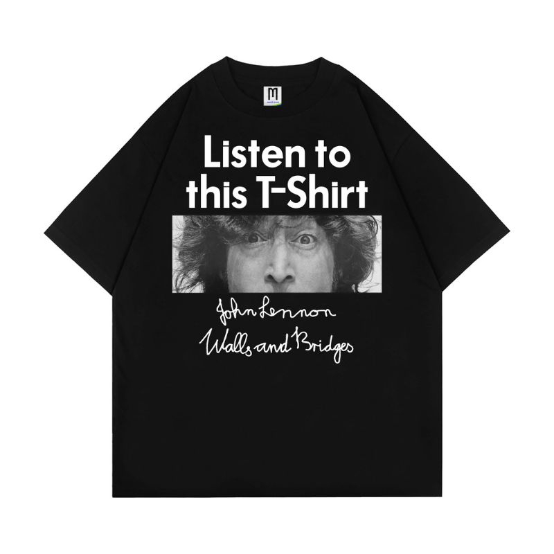 Kaos T-Shirt Kaos OVERSIZE THE BEATLES JOHN LENNON LISTEN | Tag Merchcons | Kaos musik