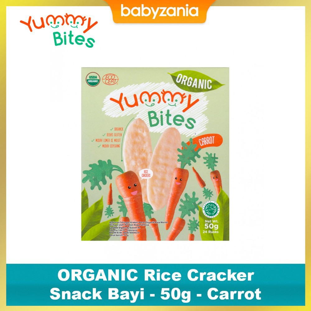 Yummy Bites ORGANIC Rice Cracker Snack Bayi 50 gr - Carrot