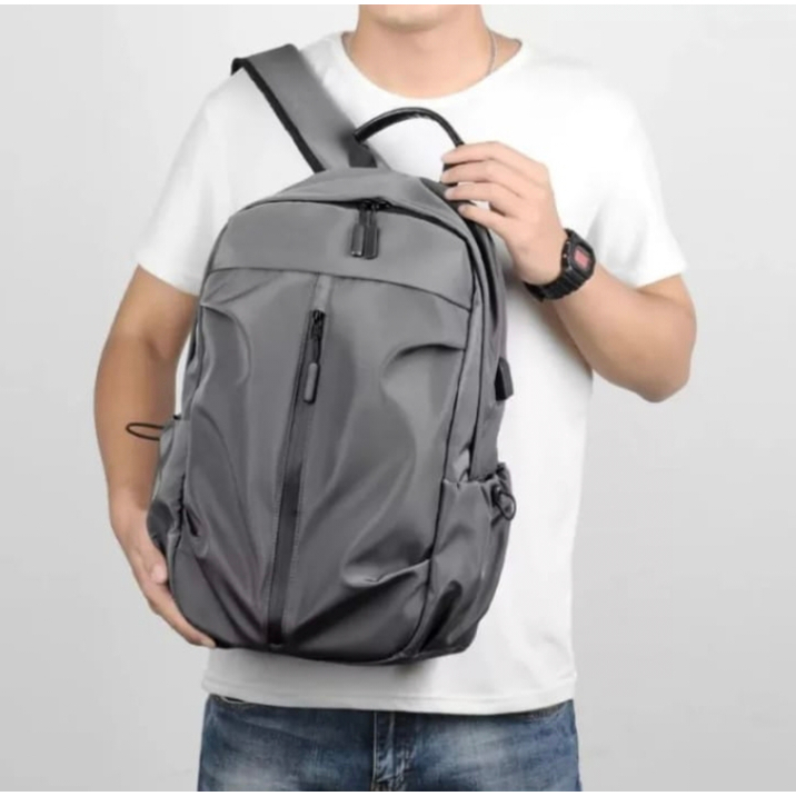 Tas Ransel Pria Laptop Buat Kerja Sekolah Bahan Anti Air Premium Korean Stylis