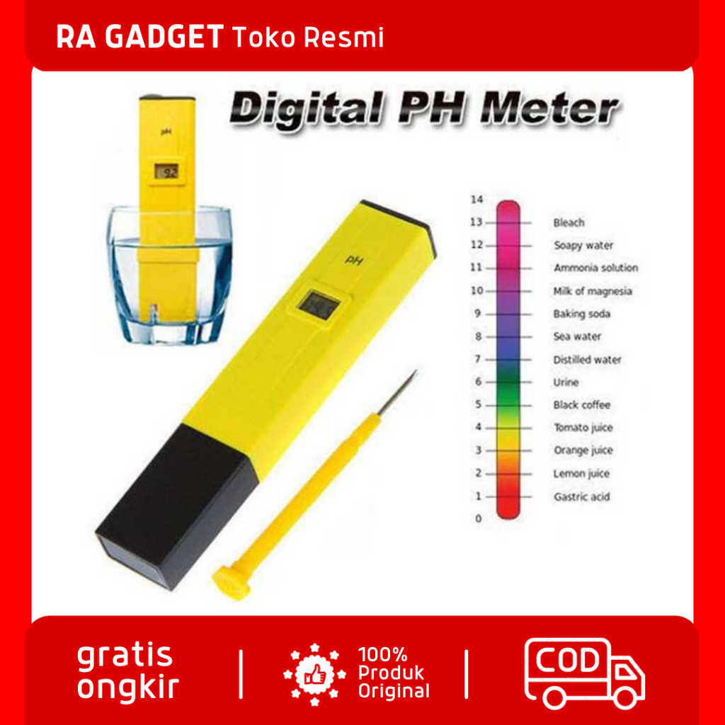 Alat Ukur Test Sensor Uji PH Meter Tester Pen Air Minum Akuarium / Alat Pengukur Ph Keasaman Kadar A