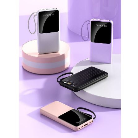 Powerbank 20000 mAH Pastel Series Fast Charging 4 Kabel Full Capacity / Power Bank LED Display USB iPhone Tipe C