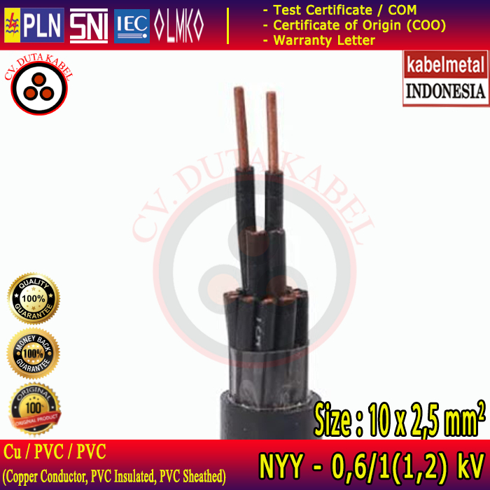 Kabel NYY 10x2,5 mm2 METAL /10 x 2,5 mm2/10x2.5mm2/10x2.5 mm2/10 x 2.5