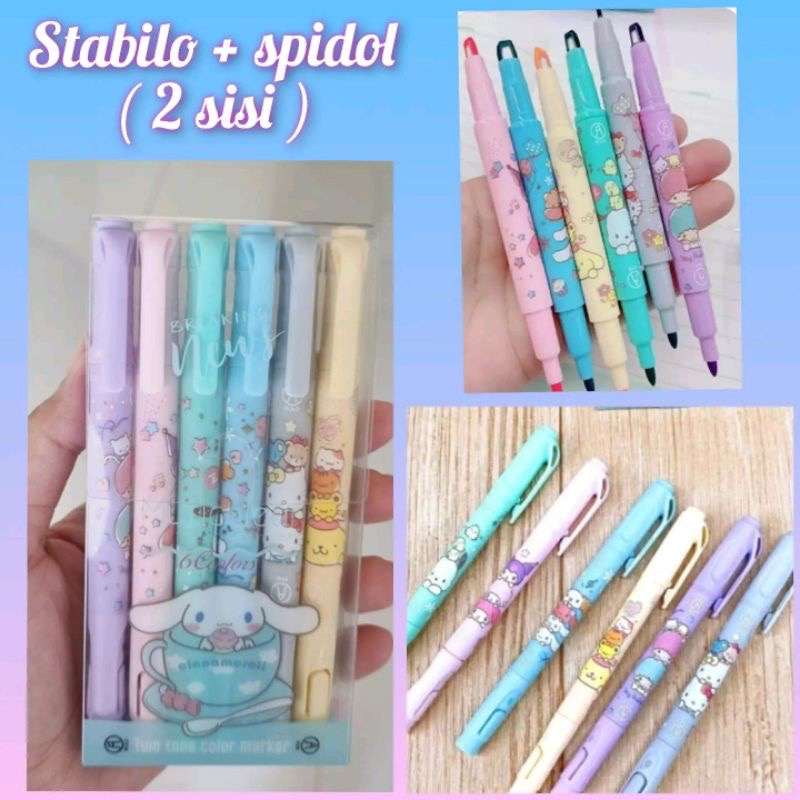 

Pulpen Spidol + Stabilo Cinnamoroll Isi 6 pcs Aneka Warna