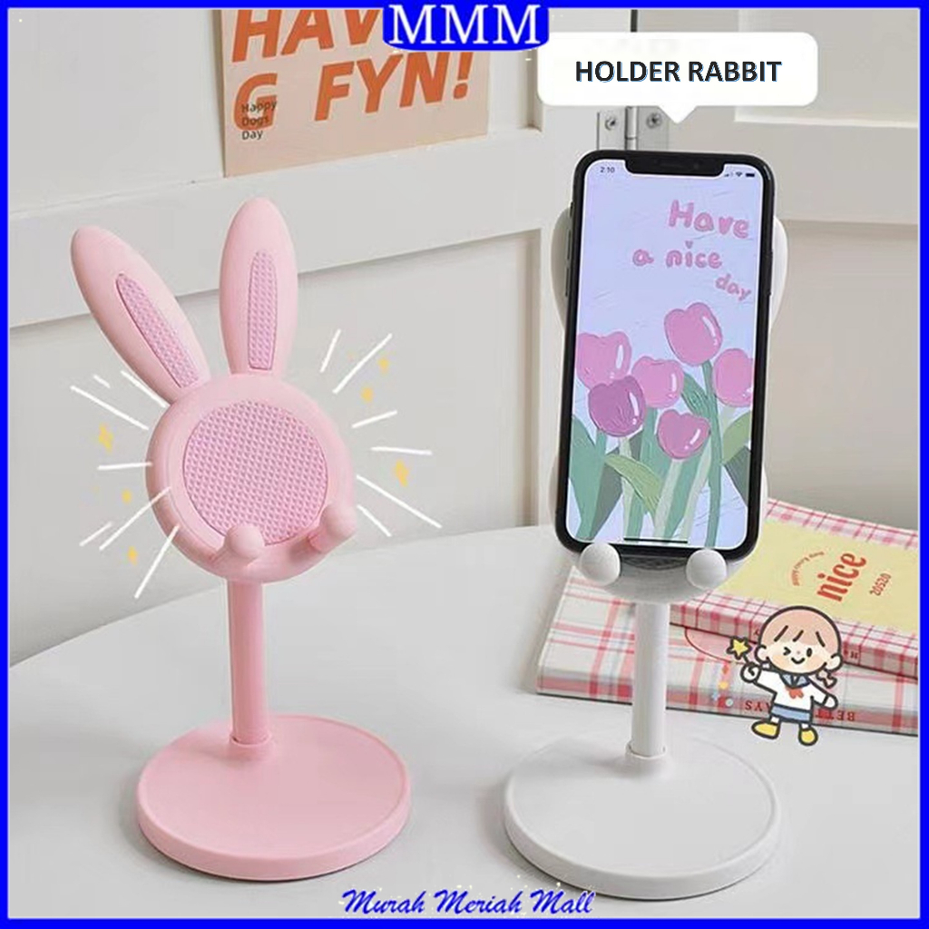 MMM Stand Holder HP Universal Karakter Rabbit Holder Folding Standing Phone Karakter Kelinci Cute Holder Desktop Lucu