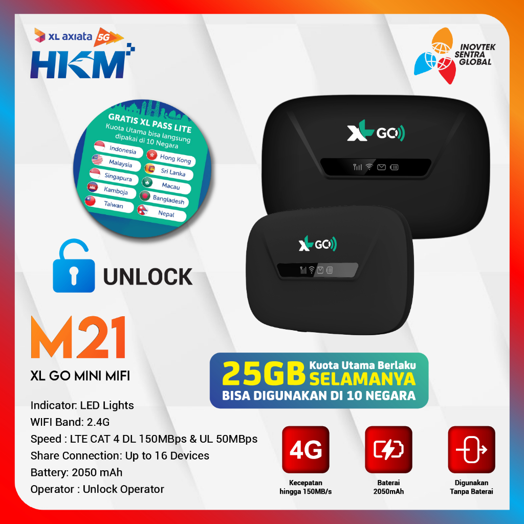 HKM M21 Modem Mifi Wifi XL GO IZI 4G LTE Bypass