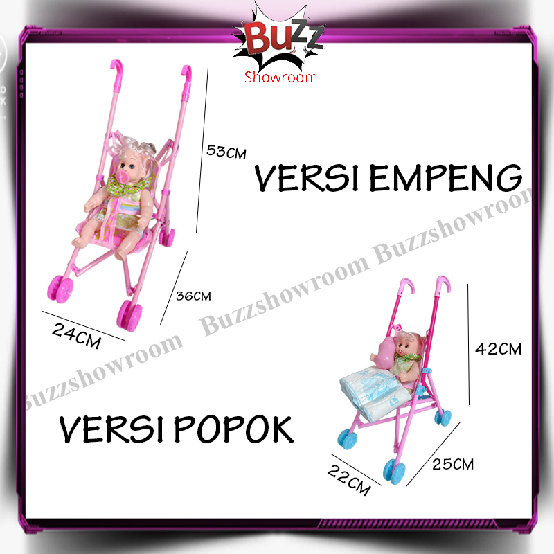 Baby Stroller Mainan Anak Perempuan Bunyi Nangis Dorongan Boneka Bayi