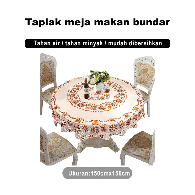 Taplak Meja Bulat Round Anti Air Bahan Peva Uk 150cm Motif Mewah - D44-B