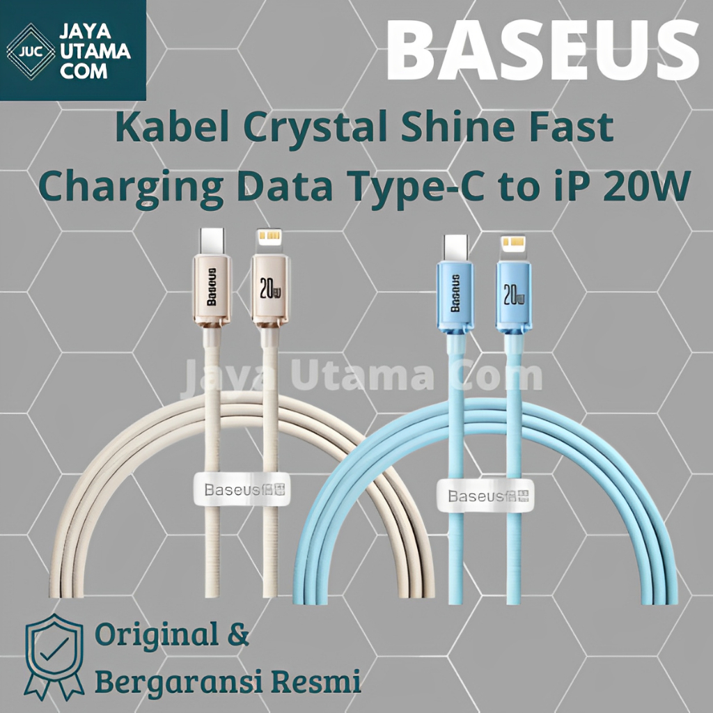 BASEUS Kabel Crystal Shine Fast Charging Data Type-C to iP 20W Original