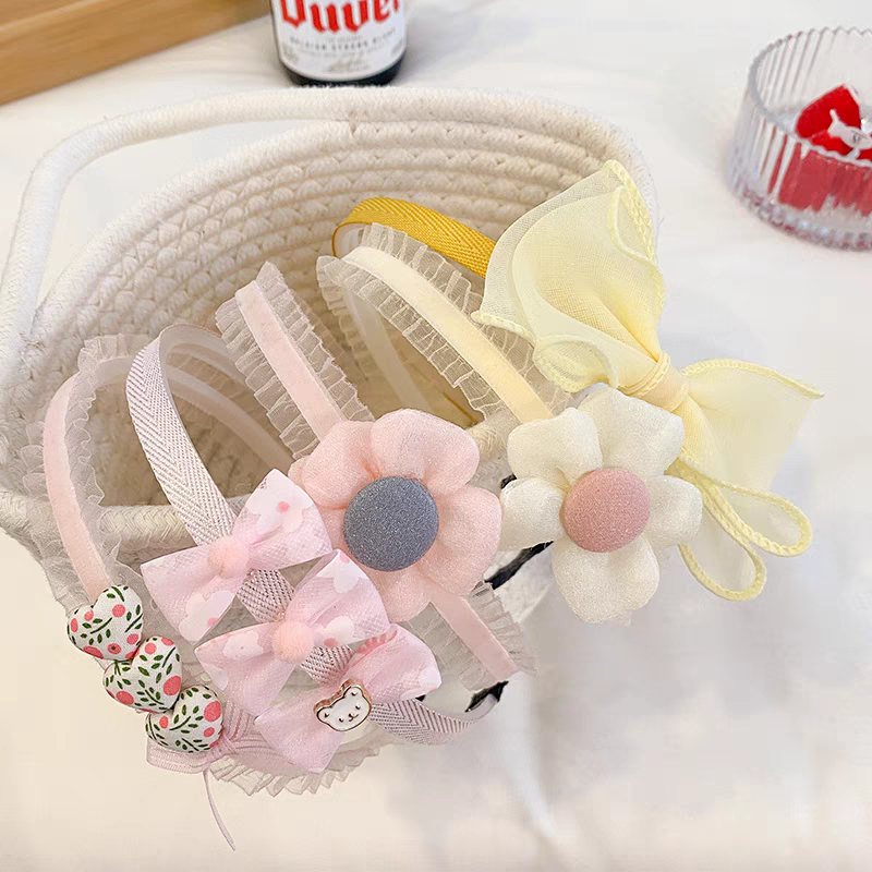 (Hello Girl)B63 Bando Anak MOtif Pita Bunga Mutiara Gaya Korea Import