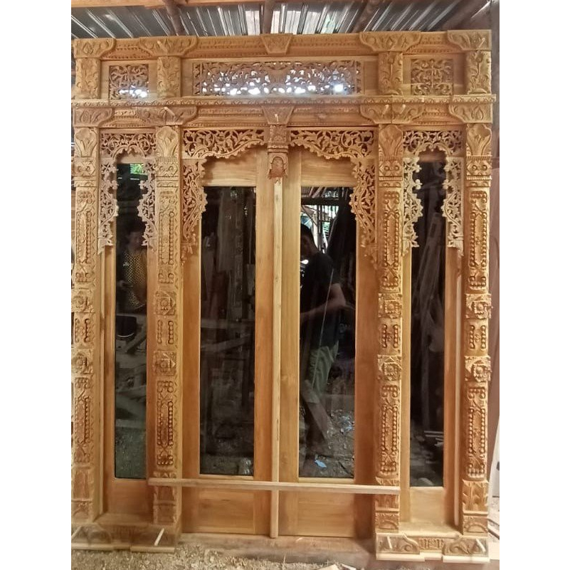 pintu rumah gebyok ukir jati modern jepara