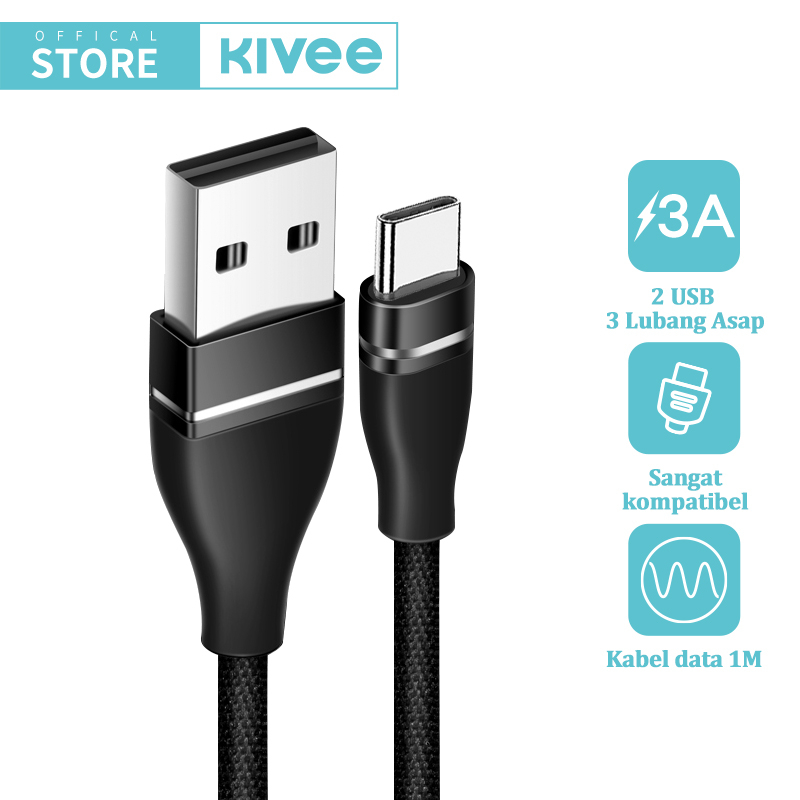 KIVEE Braided Line Kabel Data Charger 3A Fast Charging Cable