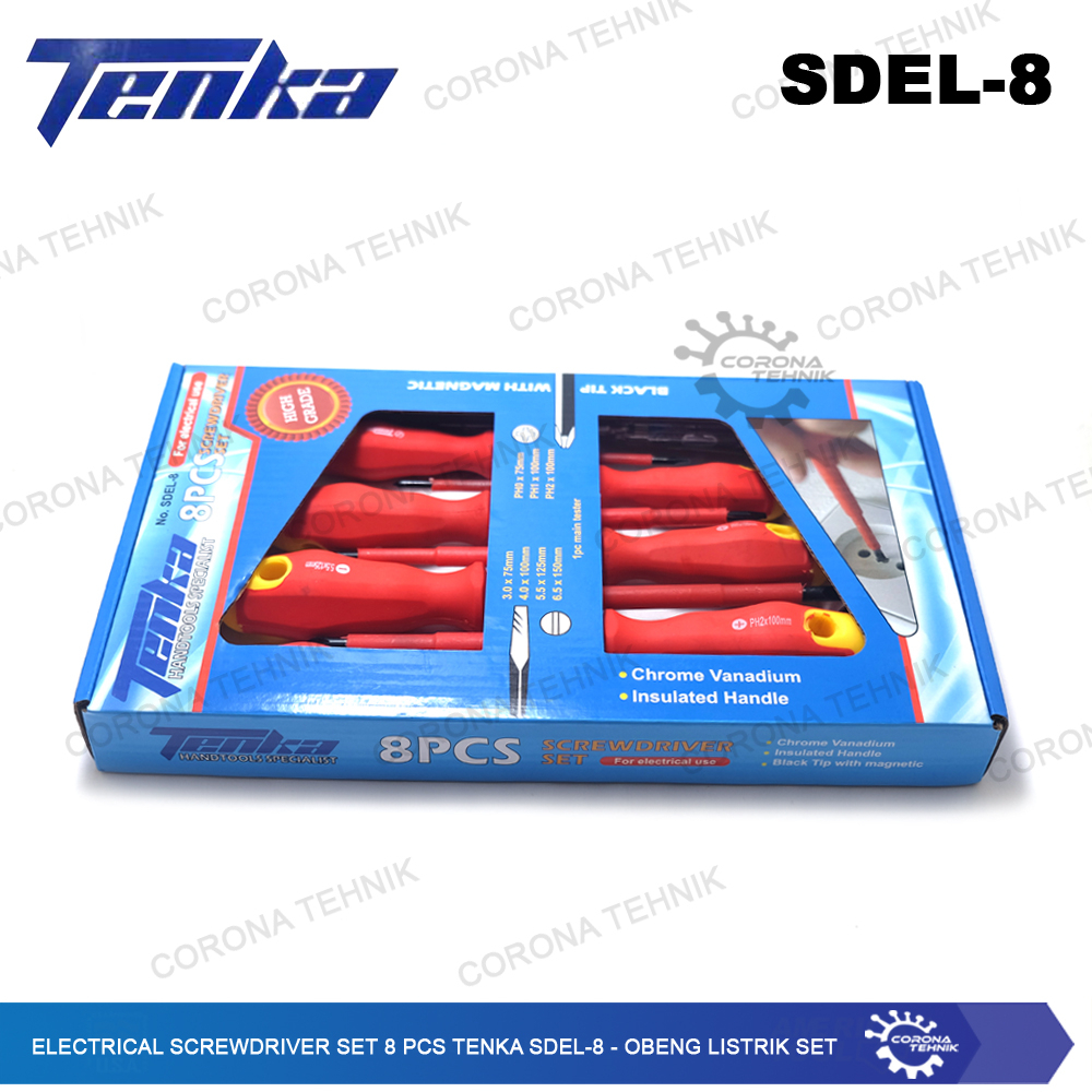 Tenka SDEL-8 - Obeng Listrik Set Electrical Screwdriver Set 8 Pcs