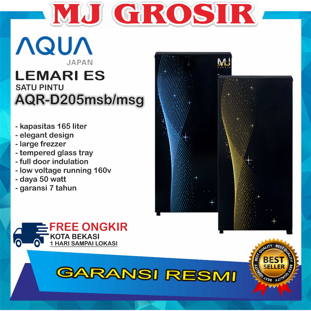 KULKAS AQUA JAPAN AQRD 205 MSB/MSG LEMARI ES 1 PINTU AQRD205