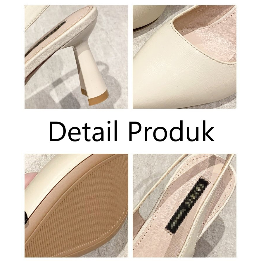 FD Mules Heels Wanita Sepatu Heels Hak Tali Import Korean Style Kasual HI-054