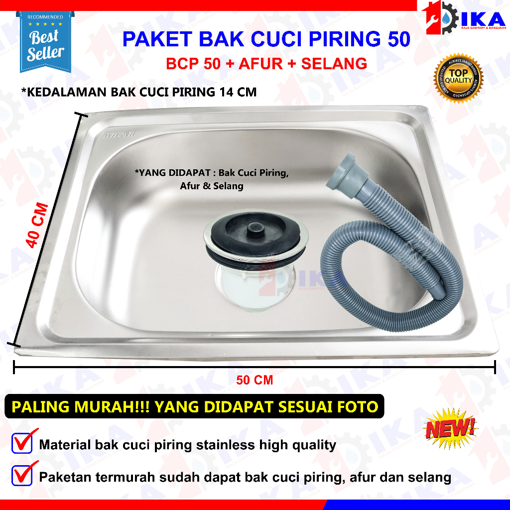 Bak Cuci Piring 50 + Afur / Sink/ Kitchen Set/ Wastafel Cuci Piring 50 X 40