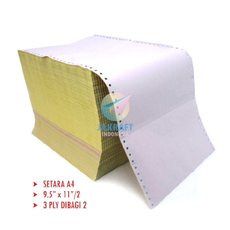 

(1 Box) Kertas Komputer Continuous Form Paper A4 3 Ply K3 9.5" x 11" atau A5 3 Ply Bagi 2 K3/2 9.5" x 11"/2 HVS & NCR