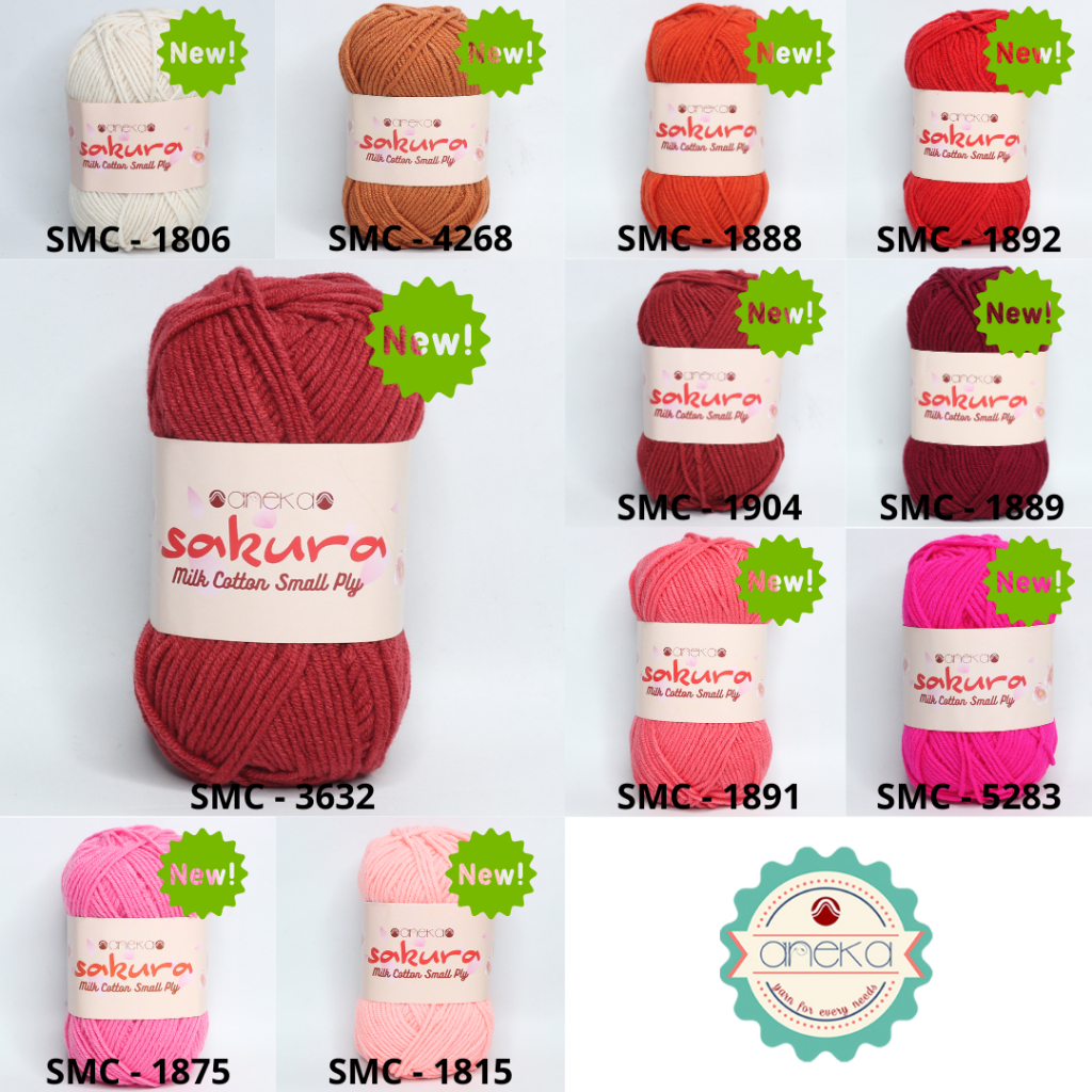 KATALOG - Benang Rajut Katun Susu 4 ply / Sakura SMALL PLY Milk Cotton Yarn - 2