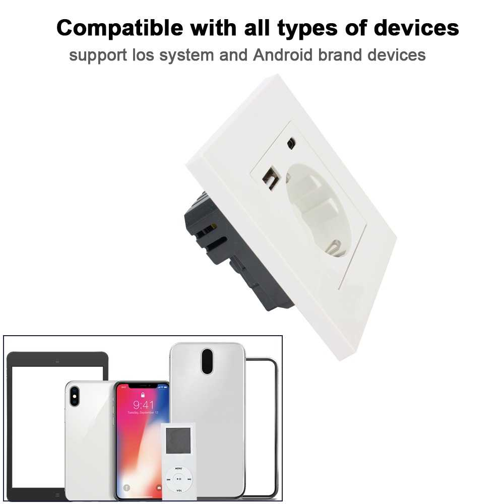 Stopkontak Dinding USB Type-C Soket Listrik Square Wall Socket Stop Kontak Multifungsi Isi Daya Smartphone
